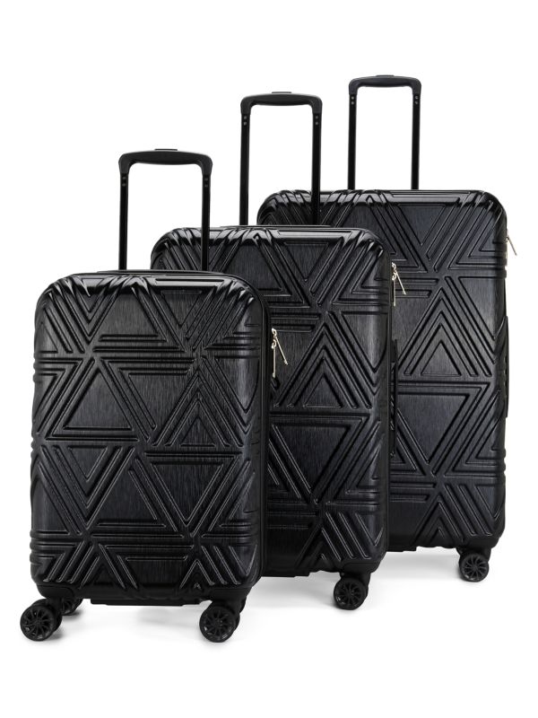 Badgley Mischka 3-Piece Patterned Spinner Suitcase Set
